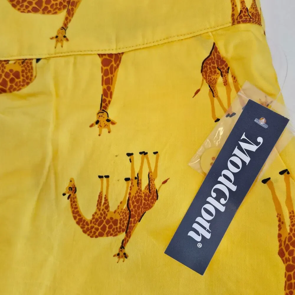 Modcloth The Spring‎ of Things Shorts Yellow Giraffe Shorts Plus Size 4x Summer